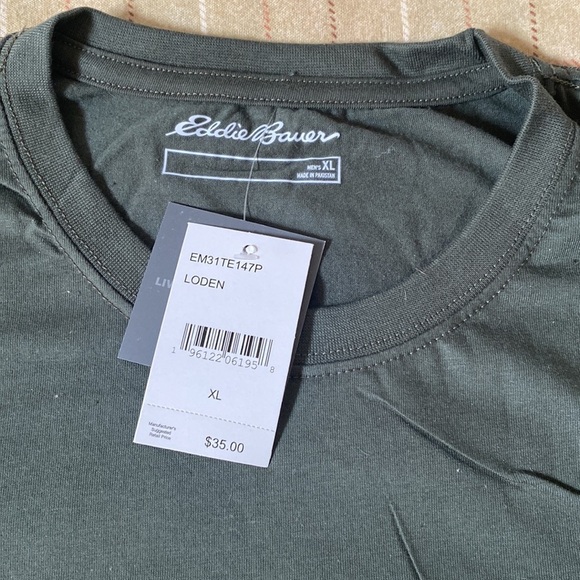 Eddie Bauer nwt cotton blend green long sleeve tee shirt pullover crew xl - Picture 5 of 12